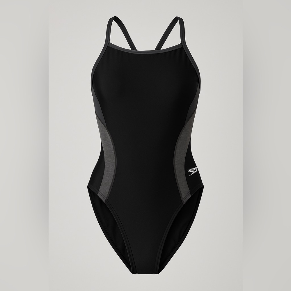 Speedo Pro LT Swimsuit 28 Black Gray One Piece Lap Swim Training Suit